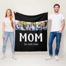 Mom Established エレガントスクリプト ブラック 3 写真 フリースブランケット