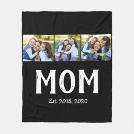 Mom Established エレガントスクリプト ブラック 3 写真 フリースブランケット
