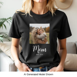 Mom Established スクリプトテキスト 写真 Tシャツ
