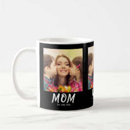 Mom Established スクリプト ブラックフォト コーヒーマグカップ