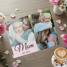 Mom Established スクリプト ブラック 3 写真ギフト ジグソーパズル