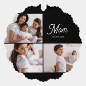 Mom Established スクリプト ブラック 3 写真 オーナメントカード (裏面)