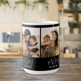 Mom Established スクリプト ブラック 3 枚の写真 コーヒーマグカップ