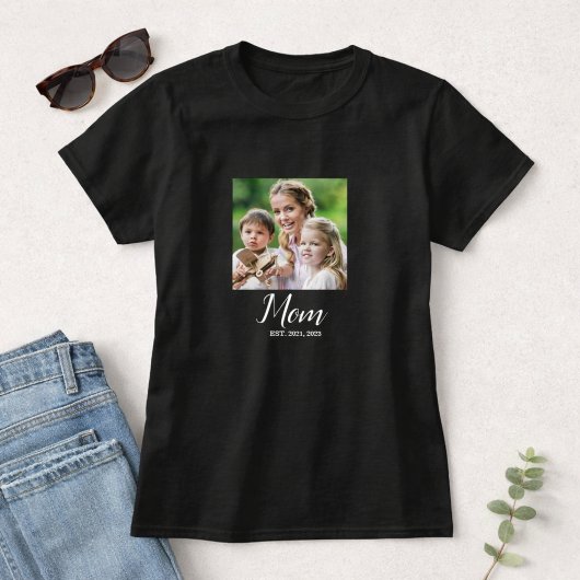 Mom Established スクリプト 写真 Tシャツ