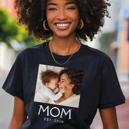 Mom Established タイポグラフィー 写真 Tシャツ