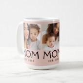 Mom Established タイポグラフィ ピンク3枚写真 コーヒーマグカップ (正面左)