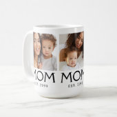 Mom Established タイポグラフィ 3 枚の写真 コーヒーマグカップ (正面左)
