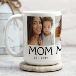 Mom Established タイポグラフィ 3 枚の写真 コーヒーマグカップ