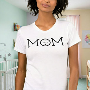 Mom Established ハート ブラック シンプル Tシャツ