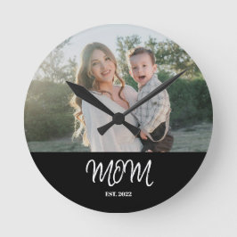 Mom Established フォト スクリプト 丸型時計 ラウンド壁時計