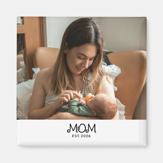 Mom Established フォト 母の日 マグネット (正面)