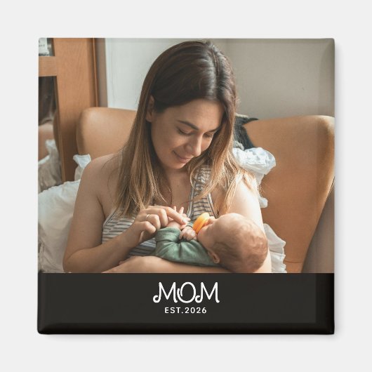 Mom Established フォト 母の日 マグネット (正面)