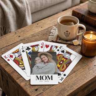 Mom Established ブラックタイポグラフィー 写真ギフト トランプ
