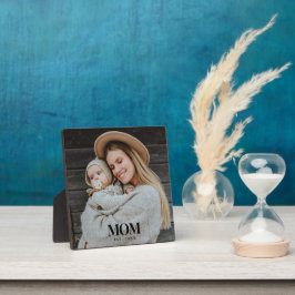 Mom Established ブラックタイポグラフィー 写真ギフト フォトプラーク