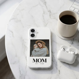 Mom Established ブラックタイポグラフィー 写真ギフト iPhone 16ケース