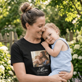 Mom Established ブラック エレガント スクリプト 写真 Tシャツ