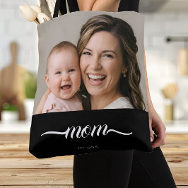 Mom Established ブラック 写真 カスタム 年 トートバッグ