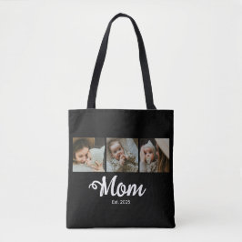 Mom Established モダンな太字スクリプト 黒 3 写真 トートバッグ