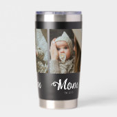 Mom Established モダンな太字スクリプト 黒 3 写真 保温保冷タンブラー (背面)