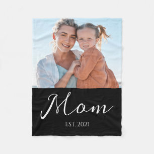 Mom Established モダンスクリプト写真 フリースブランケット