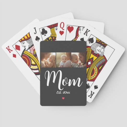 Mom Established モダンスクリプト ハート 3 写真 トランプ (裏面)