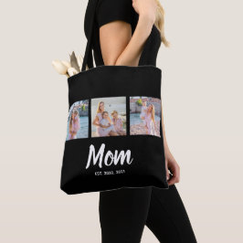 Mom Established モダンスクリプト ブラック 3 写真 トートバッグ