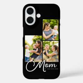 Mom Established モダンスクリプト ブラック 3 写真 iPhone 16ケース