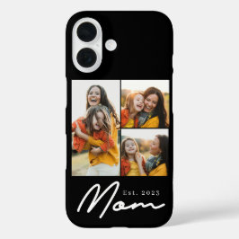 Mom Established モダンスクリプト ブラック 3 写真 iPhone 16ケース