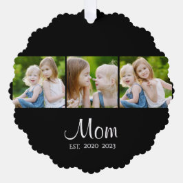 Mom Established モダンスクリプト ブラック 3 枚の写真  オーナメントカード