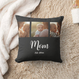 Mom Established モダンスクリプト ブラック 3 枚の写真 クッション