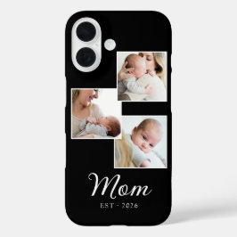 Mom Established モダンスクリプト ブラック 3 枚の写真 iPhone 16ケース