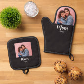 Mom Established モダンスクリプト 写真 鍋つかみ&鍋敷きセット (トップダウン)