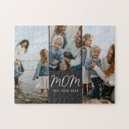 Mom Established モダンスクリプト 3 枚の写真 ジグソーパズル (横)