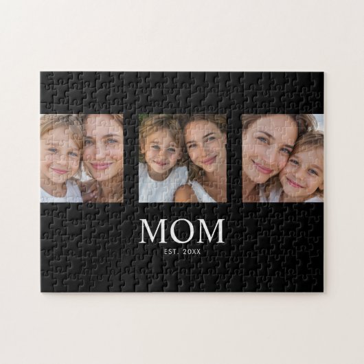 Mom Established モダンスクリプト 3 枚写真 ジグソーパズル (横)