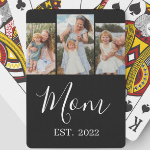 Mom Established モダン筆記体 ブラック 3枚の写真 トランプ