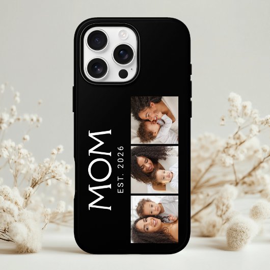 Mom Established モダン タイポグラフィ ブラック 3 枚写真 Case-Mate iPhoneケース