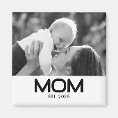 Mom Established モノクロ写真ギフト マグネット (正面)
