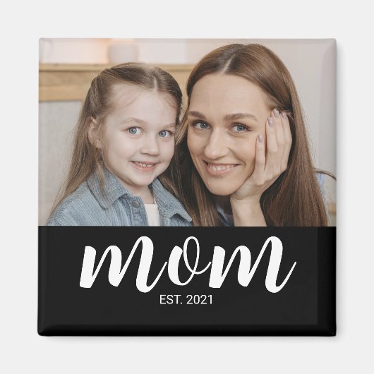 Mom Established 写真 母の日 マグネット (正面)