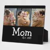 Mom Established 太字テキスト 3 写真 ブラック フォトプラーク (側面)