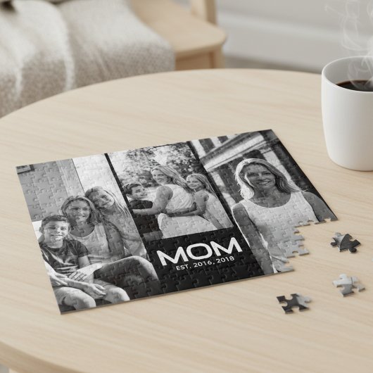 Mom Established 太字ブラック 3 写真 ジグソーパズル