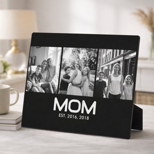 Mom Established 太字ブラック 3 写真 フォトプラーク