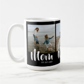 Mom Established 文字 黒 3枚 写真 コーヒーマグカップ (左)