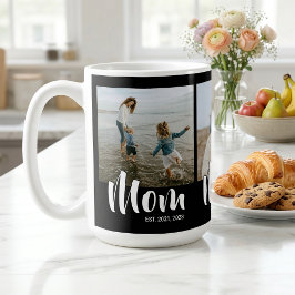 Mom Established 文字 黒 3枚 写真 コーヒーマグカップ