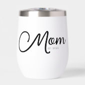 Mom Established 新しいママへのギフト サーモス ワイン タンブラー (正面)