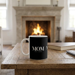 Mom Established 新しいママへのギフト ホワイトタイポグラフィ コーヒーマグカップ