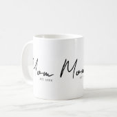 Mom Established 新しいママ ギフト コーヒー コーヒーマグカップ (正面左)