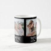 Mom Established、白い文字入り、3枚の写真入りマグカップ コーヒーマグカップ (正面右)