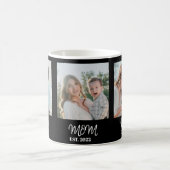Mom Established、白い文字入り、3枚の写真入りマグカップ コーヒーマグカップ (中央)