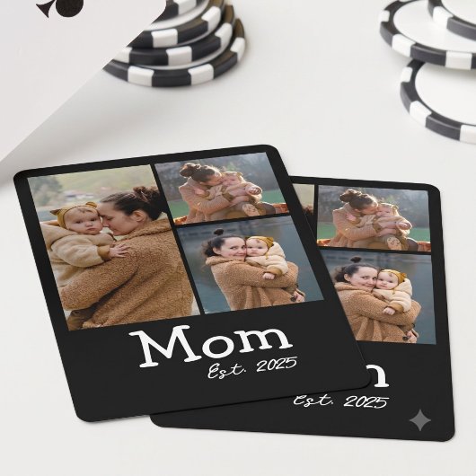 Mom Established 遊び心ある太字テキスト 3 写真 ブラック トランプ