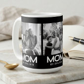 Mom Established 黒 3 写真 コーヒーマグカップ